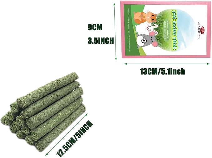 ANDES Rabbit Chew Toys 40pcs Timothy Hay Sticks About 14oz/400g Hamster Molar Snacks Handmade are Perfect Food Accessories for Bunny Guinea Pigs Rats Chinchillas Gerbils