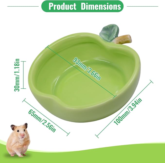 Small Ceramic Guinea Pig Food Bowl Cute Hamsters Food and Water Bowl Ferret Rat Chinchilla Rabbit Feeding Dish Young Animal Feeder (Green)