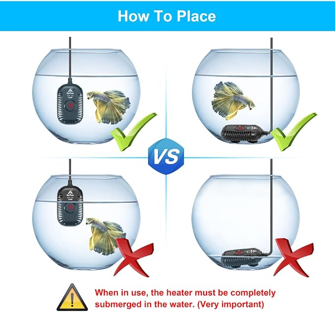 DaToo Small Aquarium Heater 100W Mini Fish Tank Heater 100 Watt Submersible with LED Temperature Display