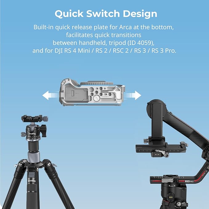 SmallRig R50 V Camera Cage for Canon R50V, Built-in Ergonomic Silicone Grip, QR Plate for Arca, 1/4"-20 Threaded Hole, 3/8"-16 Holes for ARRI, Cold Shoe, QD Sockets, Vertical Shooting(Silver)-5428