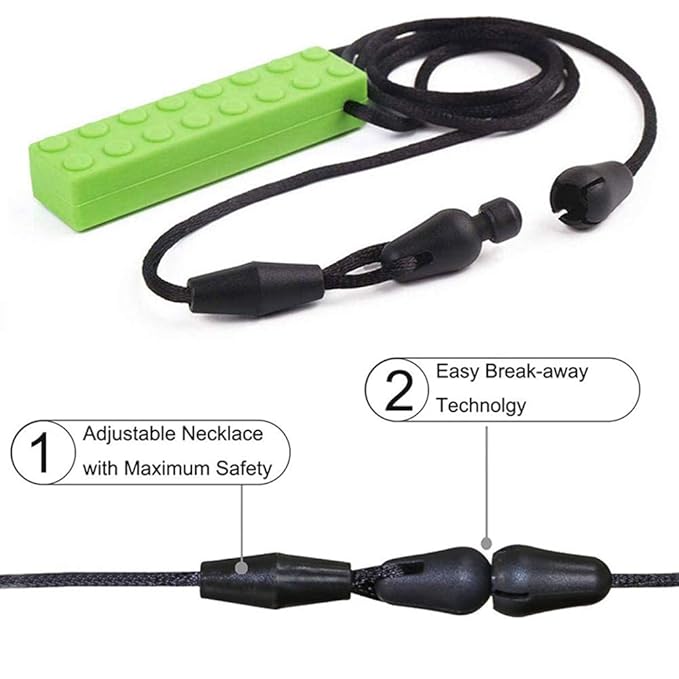 Sensory Chew Necklaces, 5 Pack Bundle Colorful Chew Necklaces for Sensory Kids, Perfectly Textured Silicone Chew Toys for ADHD, Autism, Biting, Needs, Oral Motor, BPA Free
