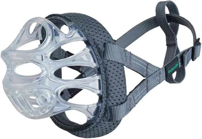 Baskerville INVISA Basket Dog Muzzle - Patented Humane Design with Facial Visibility, Padded Nose Band, Dog can Pant and Drink, Prevents Biting and Scavenging. Muzzle for Medium-Sized Dogs (Size 3)