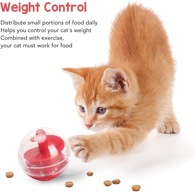 Cat Treat Dispenser Toy, 5cm Adjustable Cat Puzzle Feeder, Interactive Cats Food Puzzle, Cats Balls for Indoor Kitten Training