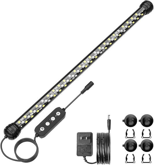 SEAOURA Led Aquarium Light with Timer, Submersible Aquarium Plant Light, Fish Tank Light with Auto On/Off, 3 Lighting Modes, Adjustable Brightness (15 inch for 16-27inch Planted Tank), 9W