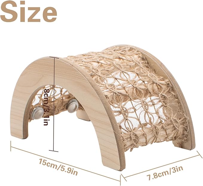 Hermit Crabs Climbing Bridge, Wooden Hermit Crab Climbing Toys with Rope, Hermit Crab Hideout, Aquarium Tank Accessory Small Animals Cage Accessory, Suitable for Hermit Crab Hamster Chinchilla Ferret