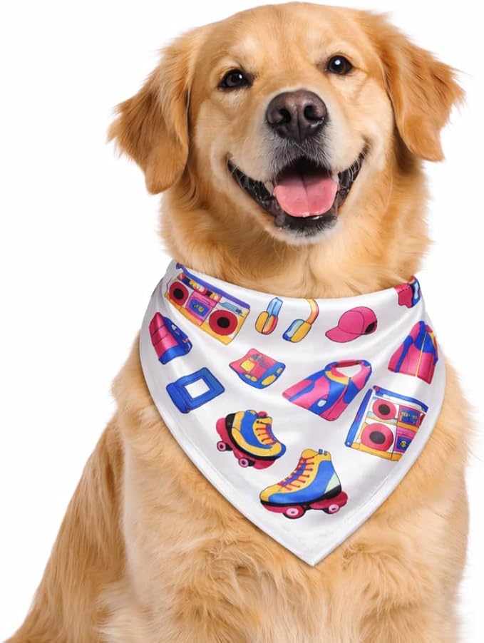Luxury Satin Dog Bandana Slip-On Collar Style, Premium Pet Scarf for Medium, Large & XL Dogs Special Occasion Accessory for Dogs (Collar Not Included) (Medium - Extra Large, Quirky Luxe Satin)