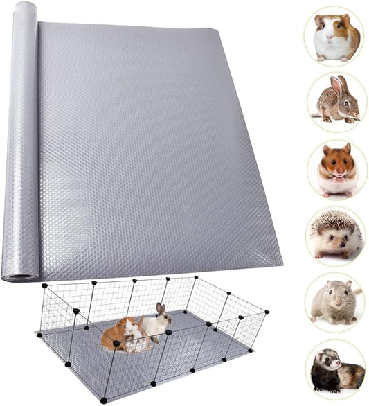 Guinea Pig Bedding Cage Liner 24"×118" 1pcs Waterproof Rabbit Bedding, Waterproof and Reusable Pads for Guinea Pigs, Rabbits, Hamsters, Gerbils, and Chinchillas, Grey Mat