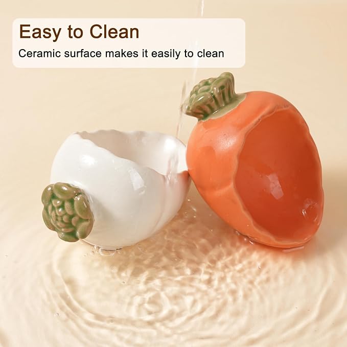 Hamster Food Bowl, 2 Packs Ceramic Carrot Hamster Bowls Guinea Pig Food Dish Water Bowls for Gerbil Mouse Chinchilla Hedgehog