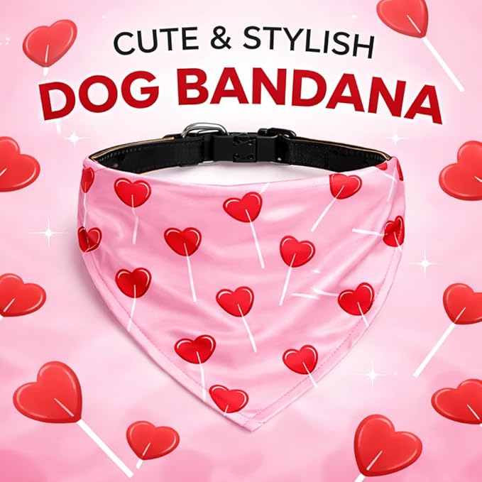 Luxury Satin Dog Bandana – Slip-On Collar Style, Premium Pet Scarf for Medium, Large & XL Dogs – Special Occasion Accessory (Collar Not Included) (Medium - Extra Large, Cupid Luxe - Satin)