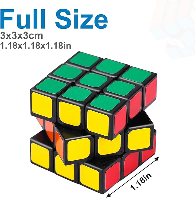 24 Pack Mini 3x3 Cube Puzzle, 1.18 Inch Small Twisty Brain Teaser, Pocket Size Magic Cube Toy for Kids, School Rewards & Classroom Prizes, Birthday Party Favors