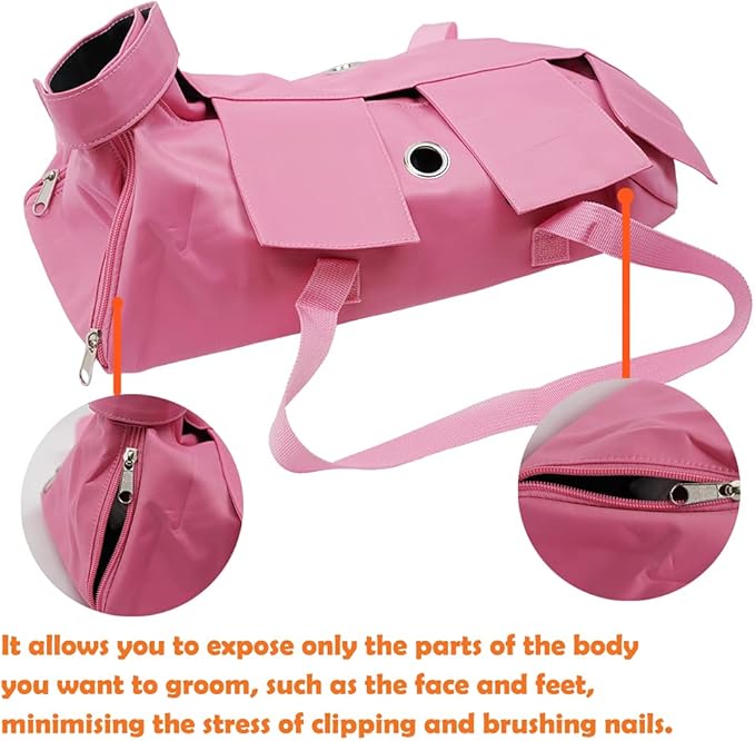 Cat’s Restraint Bag for Claw Care Nail Trimming Anti-Scratching Grooming Bag for Cats Medical Examination(Pink-s)