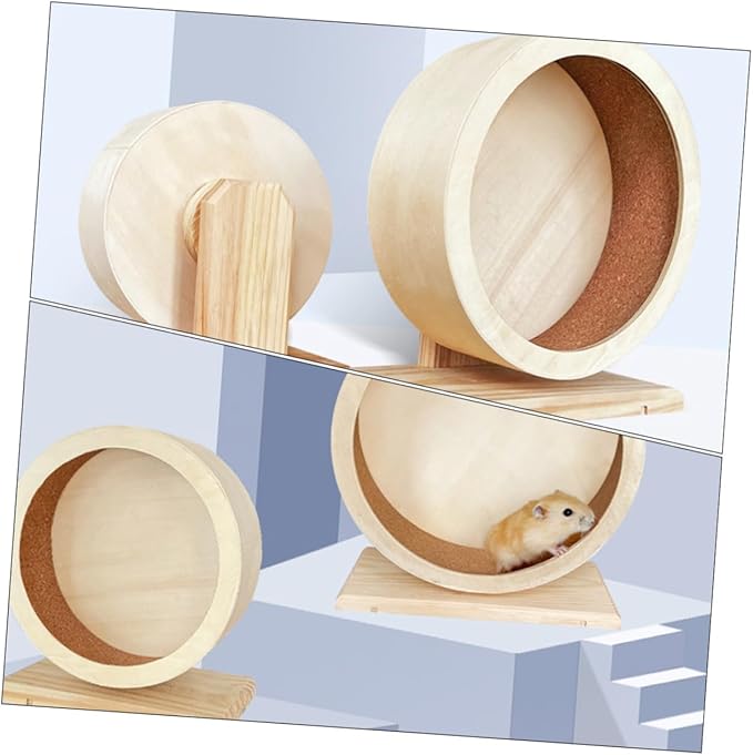 KESYOO Silent Wooden Exercise Wheel Toy for Hamster Hedgehog and Small Pets 12-inch Size for PET Play and Exercise Accessories