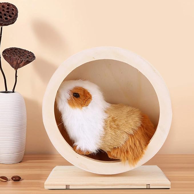 Tiiyee Wooden Hamster Exercise Wheel, Silent Silent Running Wheel Wooden Small Pets Quiet Spinner Play Toy Cage Accessories for Dwarf Syrian Hamster Rat Gerbil Mice Guinea Pigs(S)
