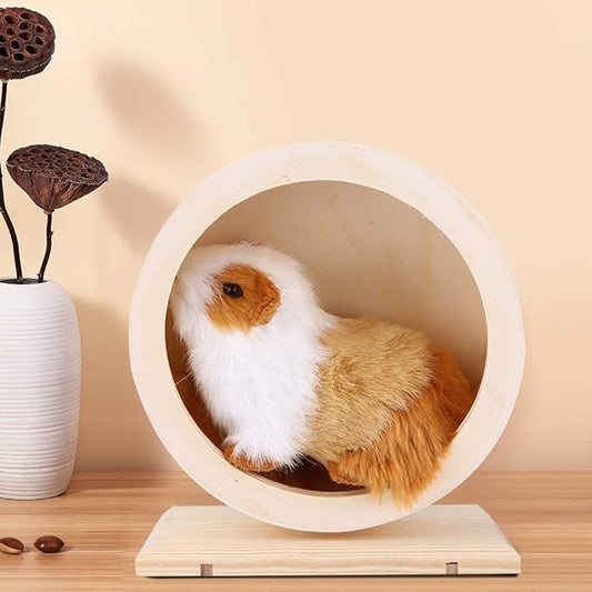 Tiiyee Wooden Hamster Exercise Wheel, Silent Silent Running Wheel Wooden Small Pets Quiet Spinner Play Toy Cage Accessories for Dwarf Syrian Hamster Rat Gerbil Mice Guinea Pigs(S)
