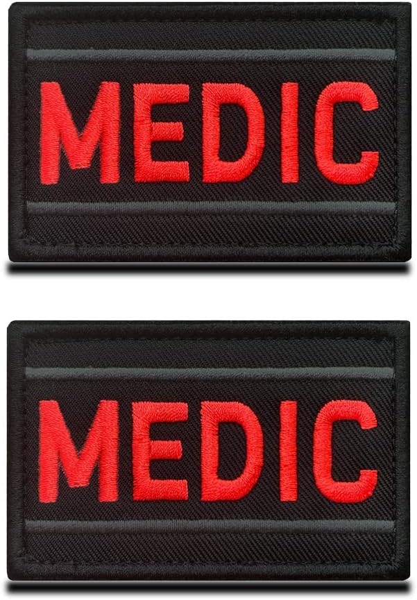 Pack of 2 PCS Medic Medical First Aid Tactical Embroidery Hook and Loop Military Armband Emblem Applique Patch for IFAK Rip Away Pouch, EMT, EMS, Trauma, Medical, Paramedic, Tactical(Medic)