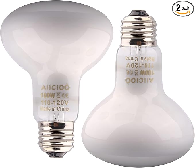 Aiicioo Reptile Basking Light Bulb - 100W Reptile Heat Lamp 2 Pack UVA Daylight Amphibians Basking Bulb for Bearded Dragon Turtle Hermit Crab Gecko Lizard Daylight