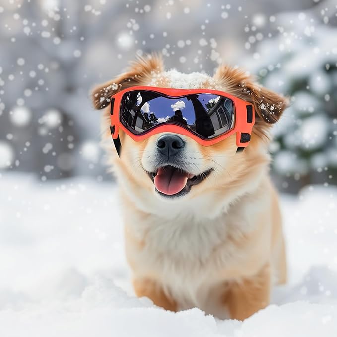 Dog Goggles Small Breed, Dog Sunglasses UV Protection Puppy Eyewear for Small Pet Outdoor Riding Driving, Orange S