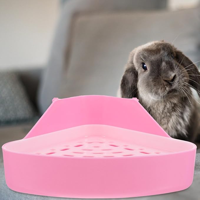 Triangle Pet Toilet for Small Animals - Rabbit Litter Box Corner Potty Trainer for Guinea Pigs Hamsters Chinchillas Ferrets Leak-Resistant .8X7.5X3.9 Inch