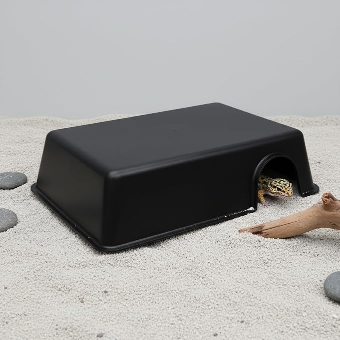 Reptile Hide Box Cave, XL 4 Pcs Snake Hide Feel Secure and Safe, Plastic Hideout for Leopard Gecko, Ball Python, Corn Snake, Lizard, Hamster & Hedgehog