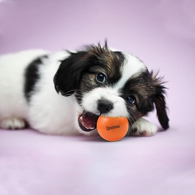 Dog Balls Indestructible,Solid Rubber Bouncy for Dogs Aggressive Chewers Small Breed,Non-Toxic&Floating&High Elasticity,Durable Fetch Ball Small to Chew,Play and Training, Orange, 2 In(5cm)