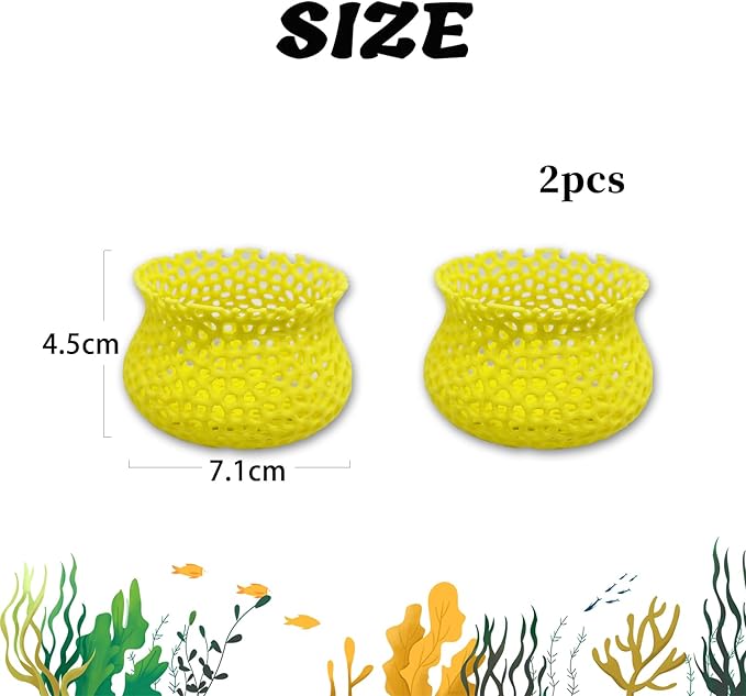 HOZOE Aquarium Submerged Plant Pot, Underwater Plant Anchor, Fish Tank Aquatic Plante, Aquarium Landscaping Decoration, Decorative Accessories - 2-Piece Set (Yellow)