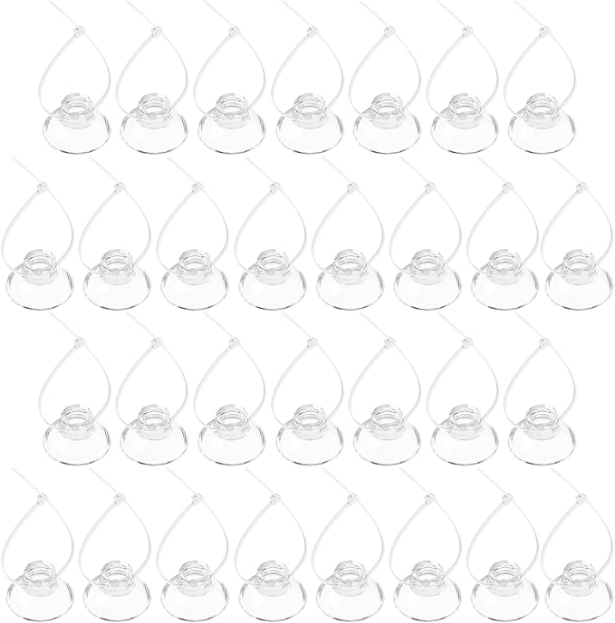 Pawfly 30 Pack Suction Cups with 40 Pieces Adjustable Zip Ties. Suction Cups kit for Aquarium Fish Tank and Shrimp Dodging Nest