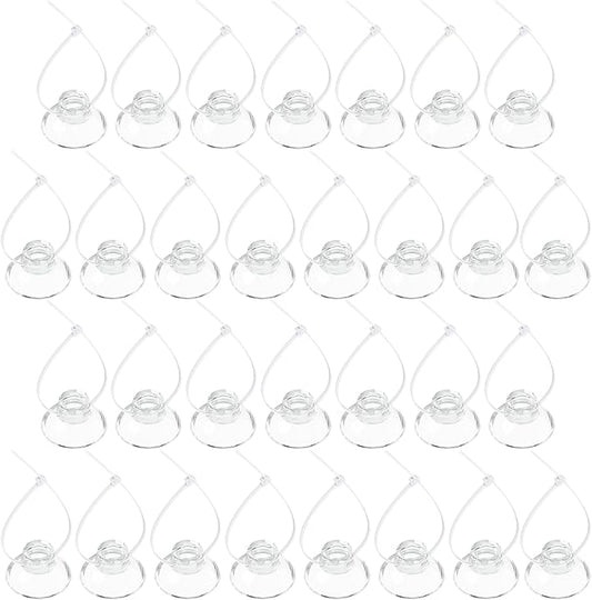 Pawfly 30 Pack Suction Cups with 40 Pieces Adjustable Zip Ties. Suction Cups kit for Aquarium Fish Tank and Shrimp Dodging Nest
