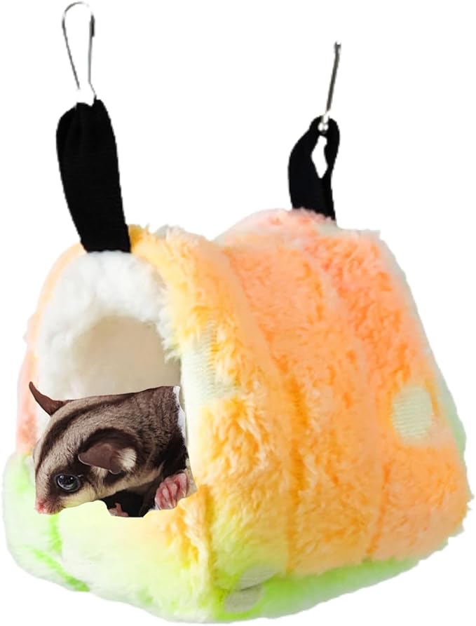 Cotton Guinea Pig Rat Hammock, Colorful Hamster Hanging Nest Warm Hideout Cage for Small Animals Sugar Glider Parrot Ferret (Colorful,Small)