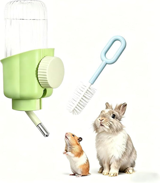 Guinea Pig Water Dispenser for Cage 12oz Hanging Rabbit/Hamster Water Bottle No Drip Automatic Bunny Water Bottle No Leak Small Animal Water Bottle with a Ceaning Brush for Chinchilla Ferret Hamster