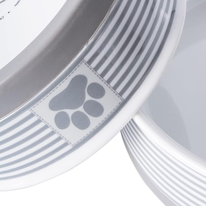 Bone Dry Paw & Patch Ceramic Pet Collection, Medium Set, 6x2, Gray, 2 Piece (Pack of 6)