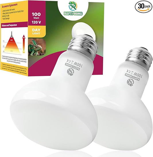 Reptile Heat Lamp Bulbs, Simulate Natural Sunlight Heat Light Bulb, 2 Pack 100W Amphibian Terrarium Basking Spot Lamp for Reptile, Bearded Dragon, Lizard, Turtle, Snake