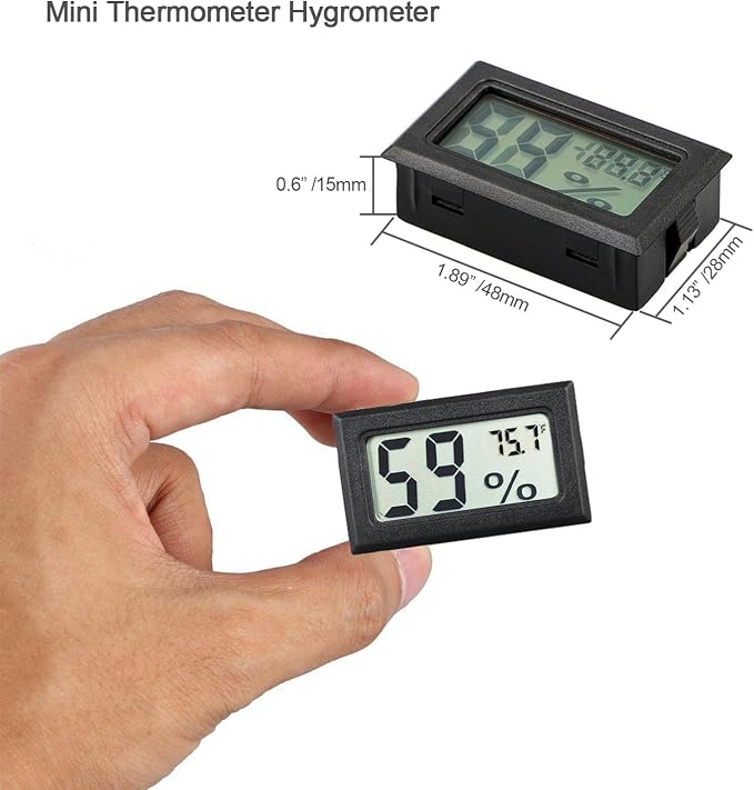 4-Pack Mini Digital Temperature Humidity Meters Gauge Indoor Thermometer Hygrometer LCD Display Fahrenheit (℉) for Reptile Tank,Jars,Guitar Case,Greenhouse, Garden, Cellar, Fridge, Closet