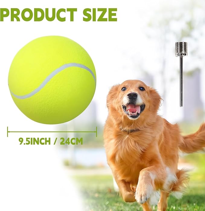 TYLIN Giant 9.5" Dog Tennis Ball - Funny Outdoor Sports Ball Yellow Big Tennis Balls for Birthday Gift ，Pet Toys for Small/Medium/Large Dogs