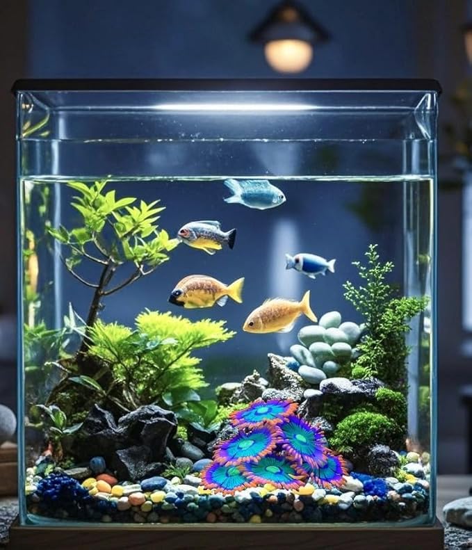 ZtohPyo Glowing Effect Soft Anemone Aquarium Fish Tank Decorations Silicone Glow in The Dark Artificial Ornament Plants for Aquarium Landscape Small/Large Fish Bowl Decor Accessories