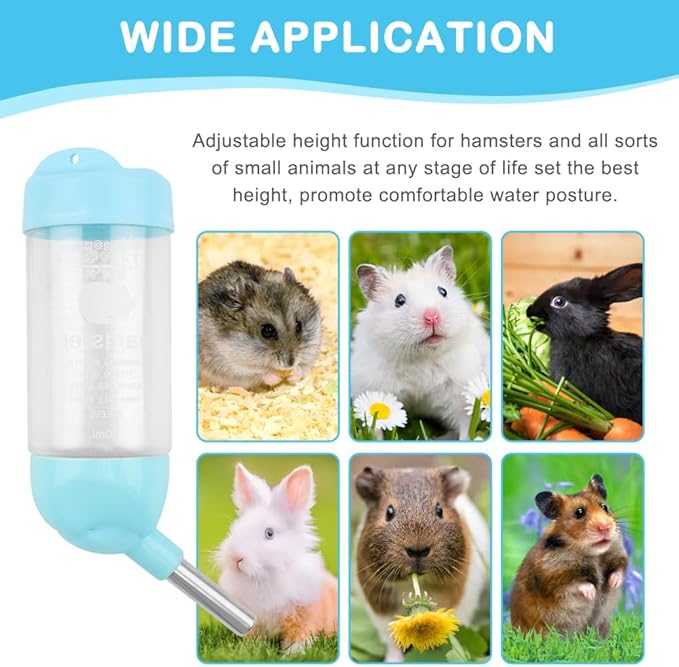 Magnetic Hamster Water Bottle Holder - Adjustable Height, Drop-Resistant Freestanding Stand, Fits Bottles up to 2" Dia for Hamsters Gerbils Mice Small Pets