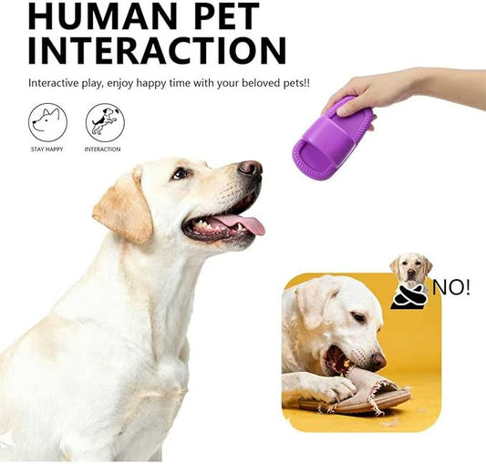 MECOOL Squeaky Slipper Dog Toy - Chew Toys for Aggressive Chewers, Durable Rubber Chew Toy for Dental Cleaning & Boredom Relief, for Small Medium Dogs, Purple