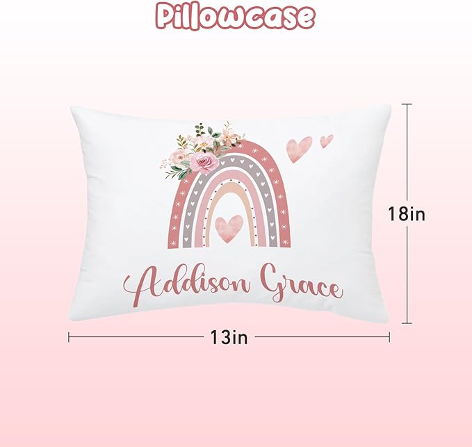Personalized Crib Bedding Set for Baby Boy Girl, Custom Name Rainbow Design 3 Piece Baby Bedding Set, Including Plush Blanket, Fitted Sheet and Pillowcase for Newborn Nursery Gift