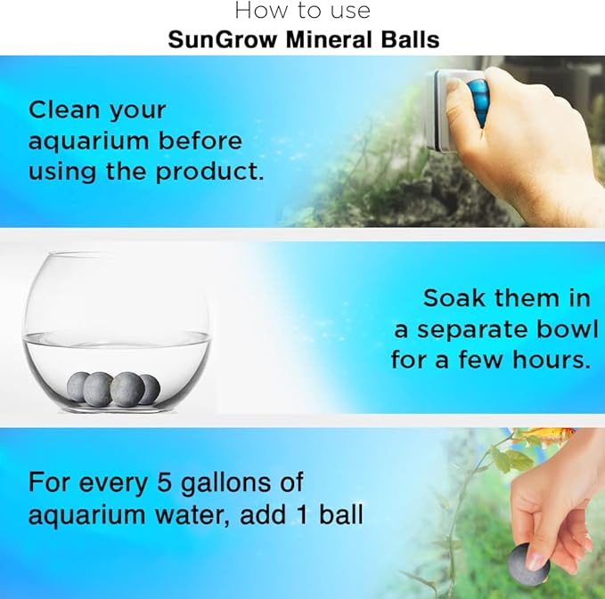 SunGrow Tropical Fish Water Conditioner Balls, Gray Stones for Freshwater Tank and Community Aquarium, Calcium-Enriched for Active Fish, 10 Balls per Pack
