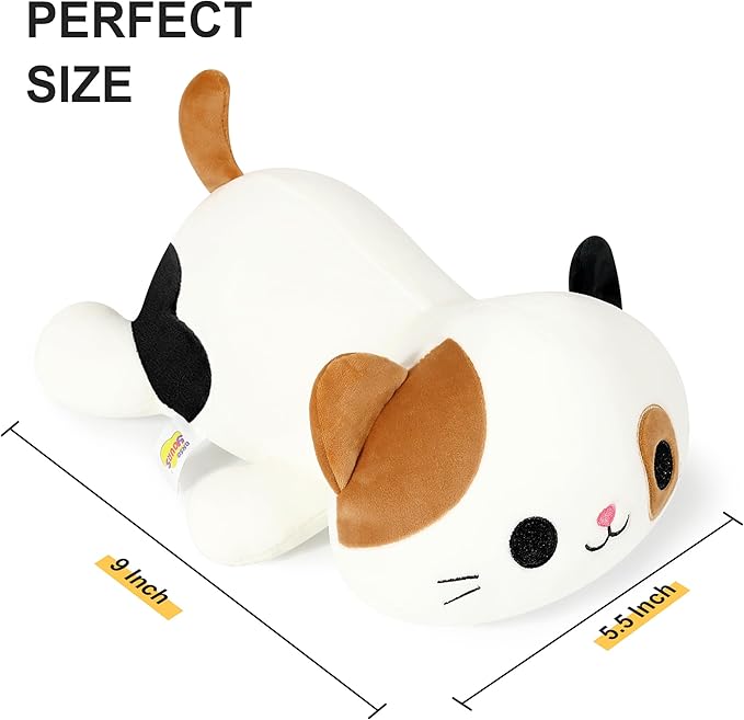 Onsoyours Original Calico Cat Plush Kitty Plushies Toy Kitten Stuffed Animal Soft Pillow Kawaii Little Ultrasoft Plushie Gift for Kids(Calico Cat, 9")