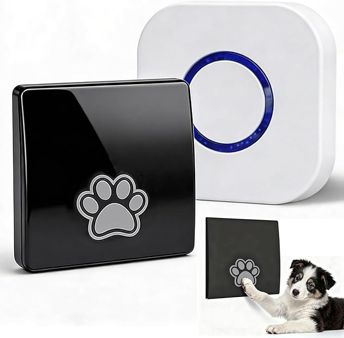 Dog Door Bell for Potty Training, Battery-Free Self-Powered Wireless Dog Bell for Door to Go Outside, Waterproof Smart Pet Doorbell with Multiple Melodies, Long Range for Large Breed Dogs