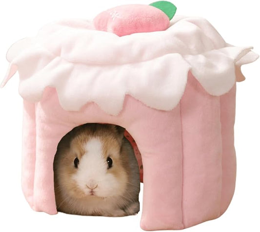 Cake Shaped Guinea Pig Hideout Tunnel, Cage Accessories for Bunny, Hamster, Chinchilla, Ferret, Rabbit and Other Small Pets (Pink,L)