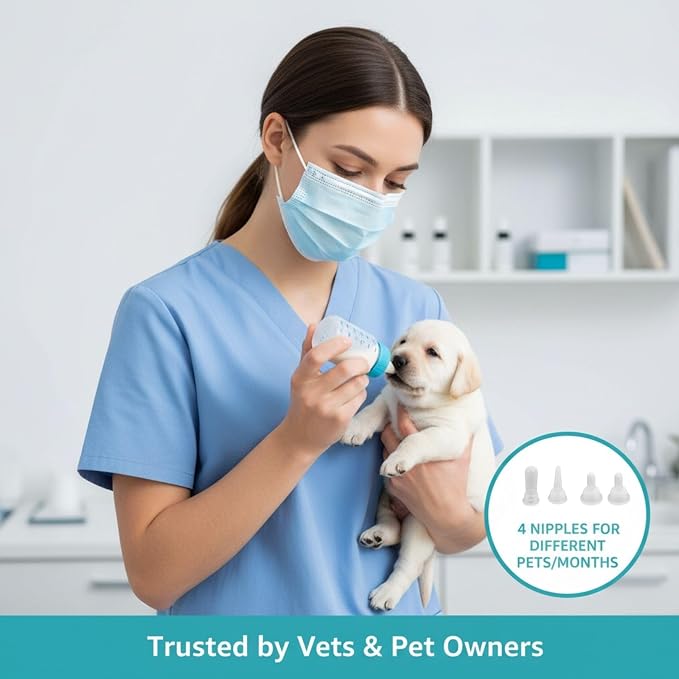 1pcs 60ml Pet Bottle with 4pcs Replacement Nipples and 1pcs Nipple Brush Can Be Used for Water Feeding Pet Feeding Tools.