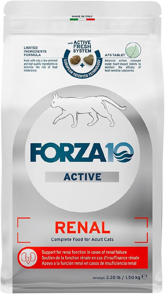 Forza10 - Cat Food, Vet-Apoorved Pet Food for Kidney Support, Non-GMO, Fish Flavor, Crafted for Adults, Made in Italy (3.3 lb)