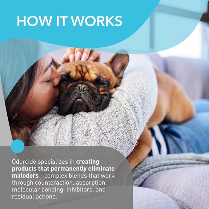 Odorcide Pet Odor Eliminator for Home & Kennel – All Surfaces Odor Eliminator for Strong Odor – Non-Enzymatic Pet Urine Odor Eliminator Spray – Pet Supplies for Indoors & Outdoors (64 oz)