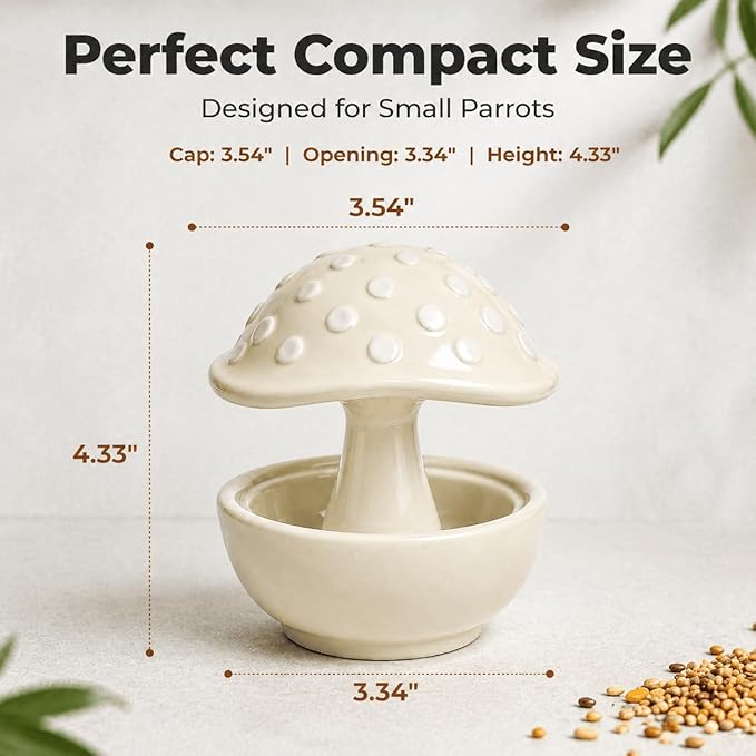 Ceramic Bird Bowls for Cage, Bird Cage Food Bowls No Mess Poop-Blocking Tip-Resistant Parrot Feeder Water Bowl for Budgie Lovebird Cockatiel Hamster Small Animals