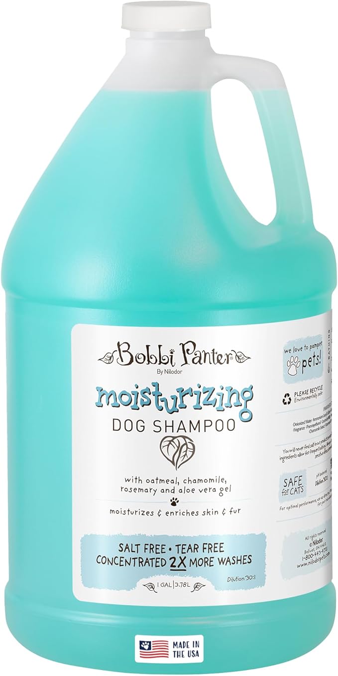 Bobbi Panter Oatmeal Dog Shampoo Aloe Vera, Chamomile & Rosemary – Moisturizing Natural Formula for Dry Skin, Tear-Free, 30:1 Concentrate, 1 Gallon (Case of 4)