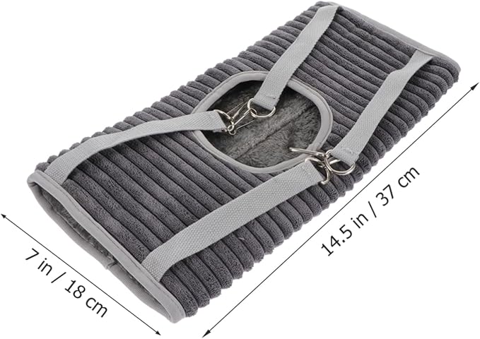 Small Pet Hanging Hammock Tunnel for Ferrets and Hamsters Grey Plush Warm Bed with Funny Tube Design Easy to Install Cage for Rest Play and Sleep
