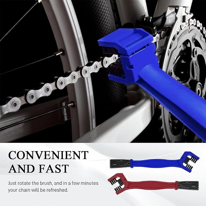 2 PCS Bike or Motorcycle Chain Washer, Motorcycle Chain Cleaning Kit, Motorbike Gear Dirt Stain Cleaning Brush, Bicycle Washer Cleaner Brush Tool for Bicycle Mountain Bike (Red+Blue, 2PCS)