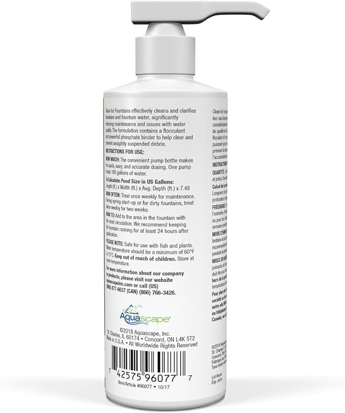 Aquascape Clean Water Treatment for Fountains, Waterfalls, Container Water Gardens and Other Features with Standing Water, Promotes Clean and Clear Water Conditions | 4 (8-Ounces)