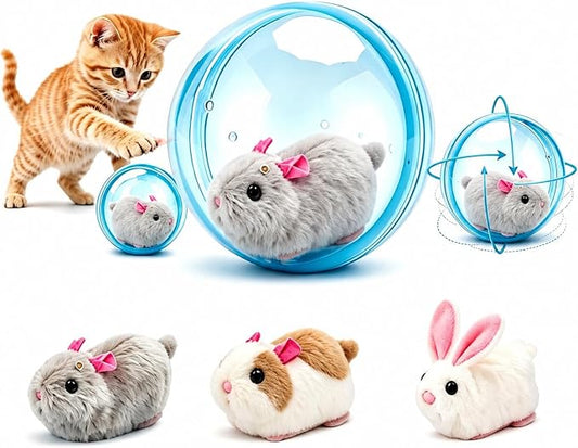 2026 New Self-Rolling Interactive Cat Ball Realistic Animal Automatic Moving Rolling Cat Ball 360° Rolling Spin Moving Cat Ball Fun Indoor Interactive Pet Ball for Cats Dogs Chasing(Blue,Mouse-A)